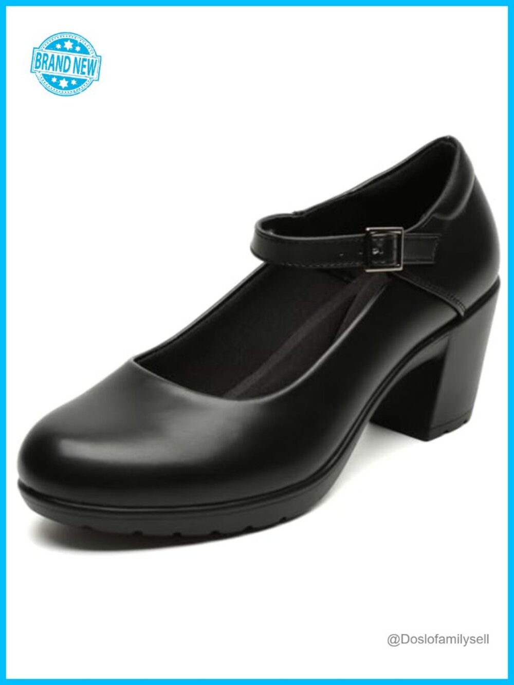 Mary Jane Dress Shoes Chunky Block Heels Closed Toe Platform Pumps with Arch